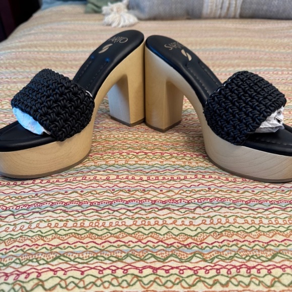 Franco Sarto Wendy Black Platform Shoes Woven Detail Comfort Sole Size 7 NWOT - Picture 4 of 8